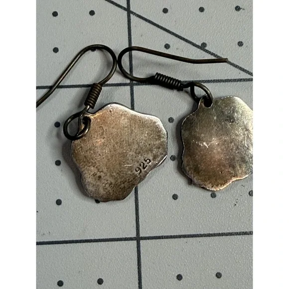 Vintage Sterling Silver Earrings Fancy Swirls Dangle Hook Earrings 925 - Picture 3 of 3